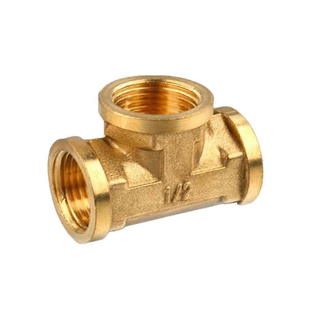 1/2" Brass Female Tee Fitting Connecting Joint T-Junction 3 Way Thickened