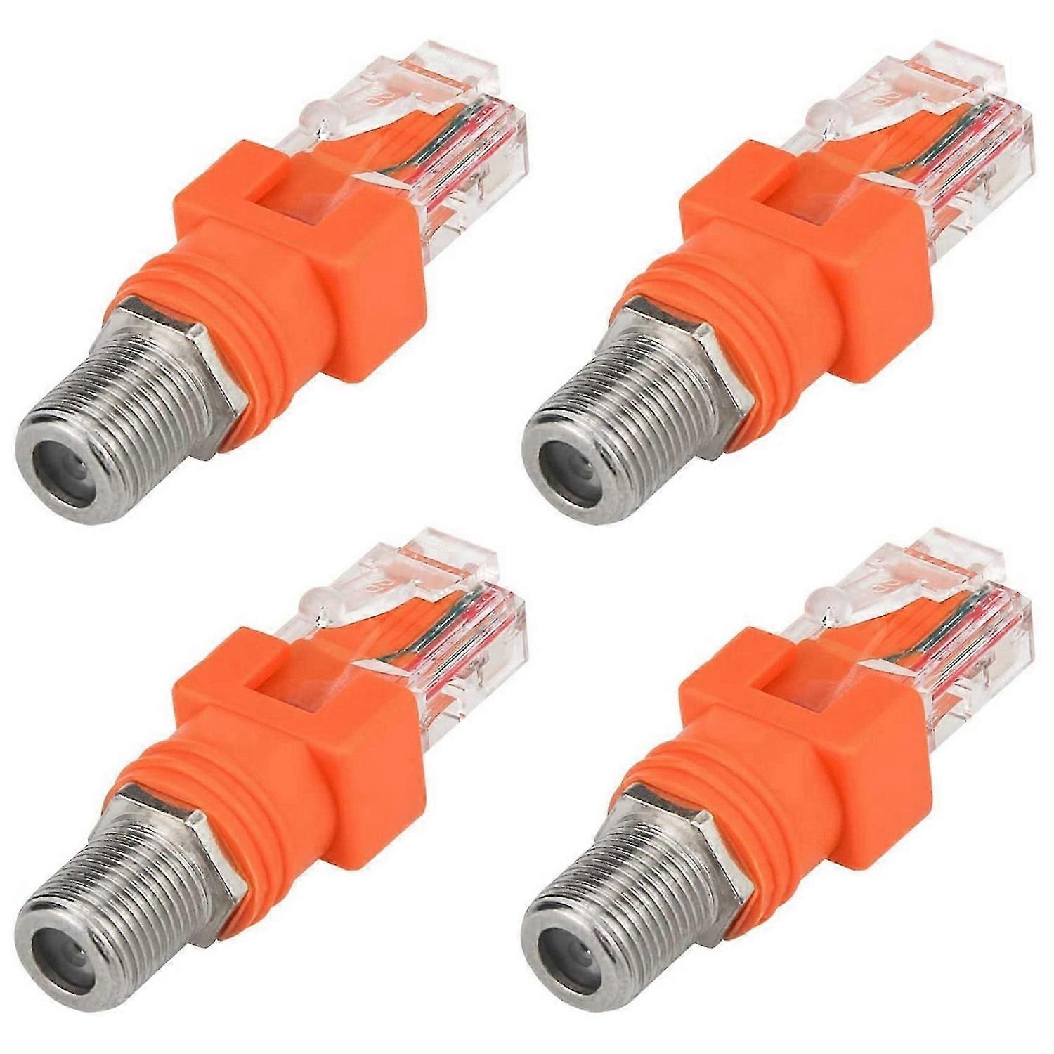 Coax To Ethernet Adapter, 4-Pack Coax Rf F Female To Rj45 Male Converter For Line Tester
