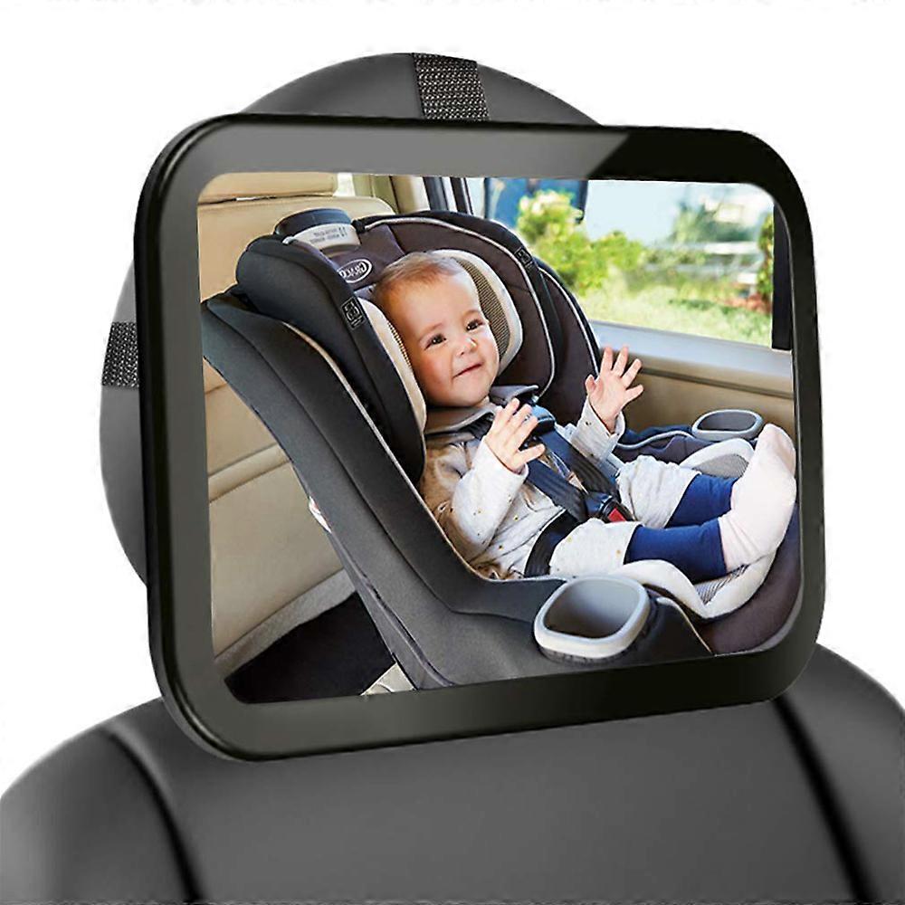 Rear-View Baby Mirror, 360 Degree Adjustable with Shatter-Proof Acrylic, Universally Compatible Adjustable Headrest Mirror, Clear Wide View, Crash