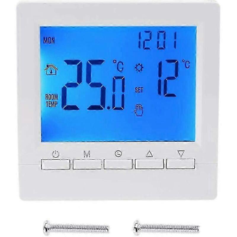 Smart Wall Thermostat For Floor Heating - Lcd Display, Blue Backlight