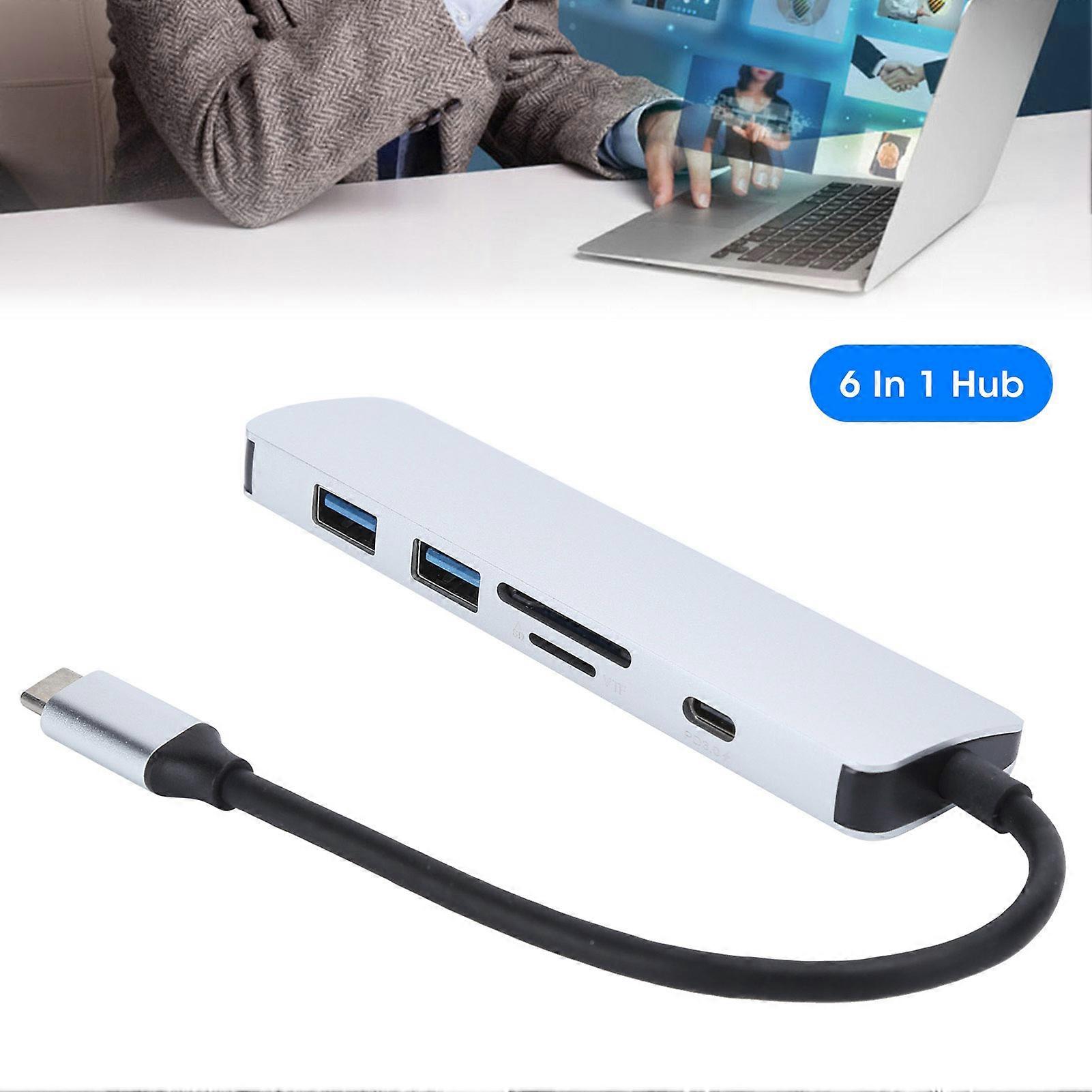 Type C To HdmI Hub For Laptops, 2X UsB 2.0 Ports 4K At 30HdMi, Memory CarD And Small MemOry CarD Adapter, Type C Pd Charging Port, ComPatible With