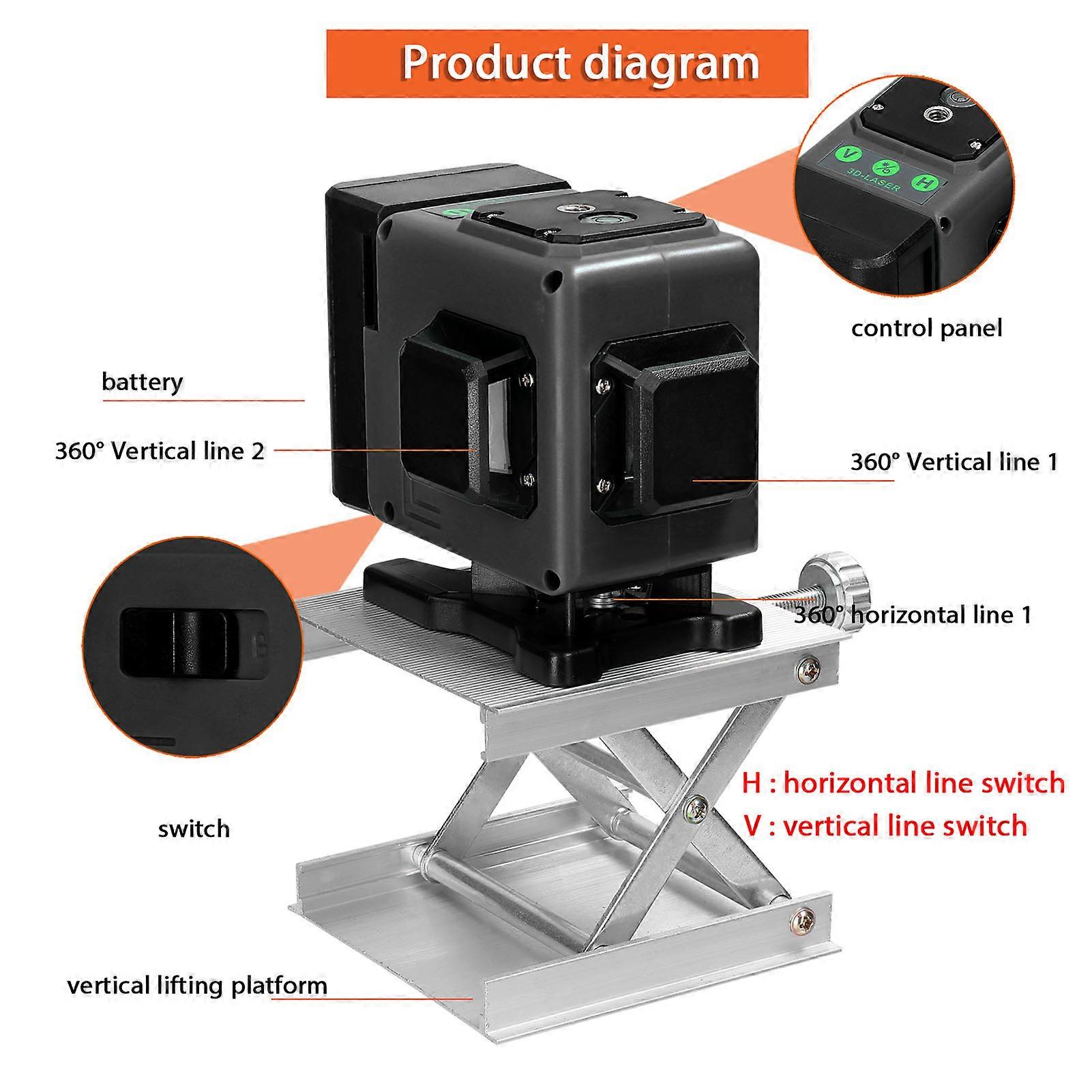 Mini 12 Lines Laser Level Self-Leveling 3° USB Rechargeable Tool