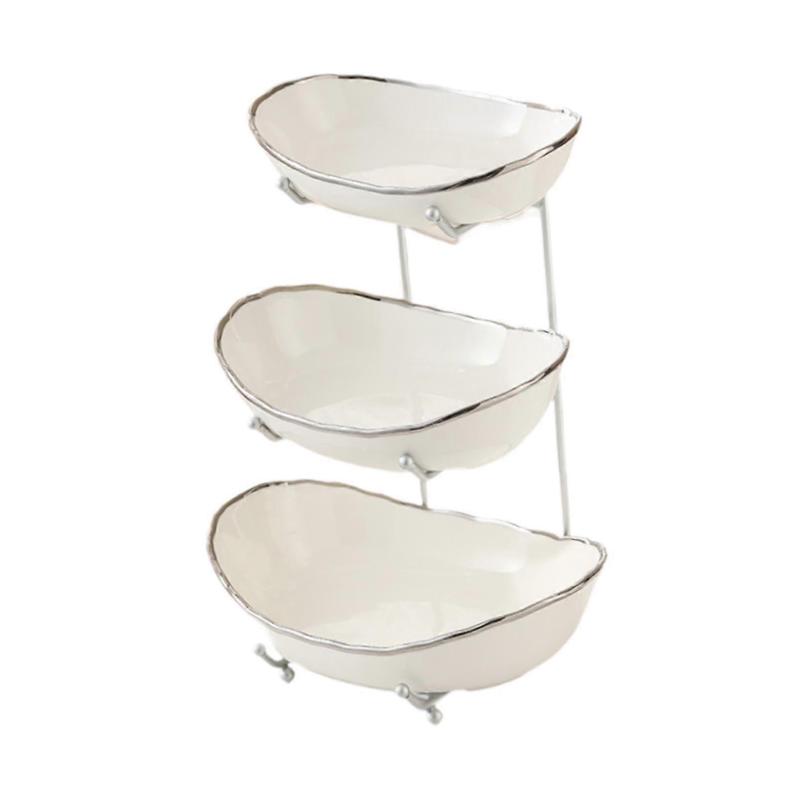Porcelain Fruit Bowl for Kitchen Counter 3 Layer Size