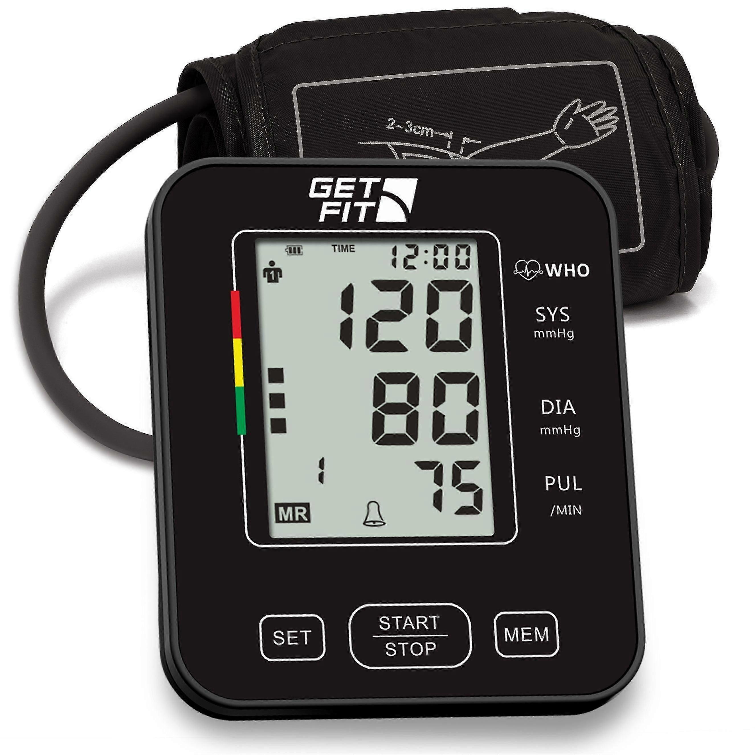 Home Use Blood Pressure Monitor Adjustable Cuff Lcd Display Pulse Rate Monitor