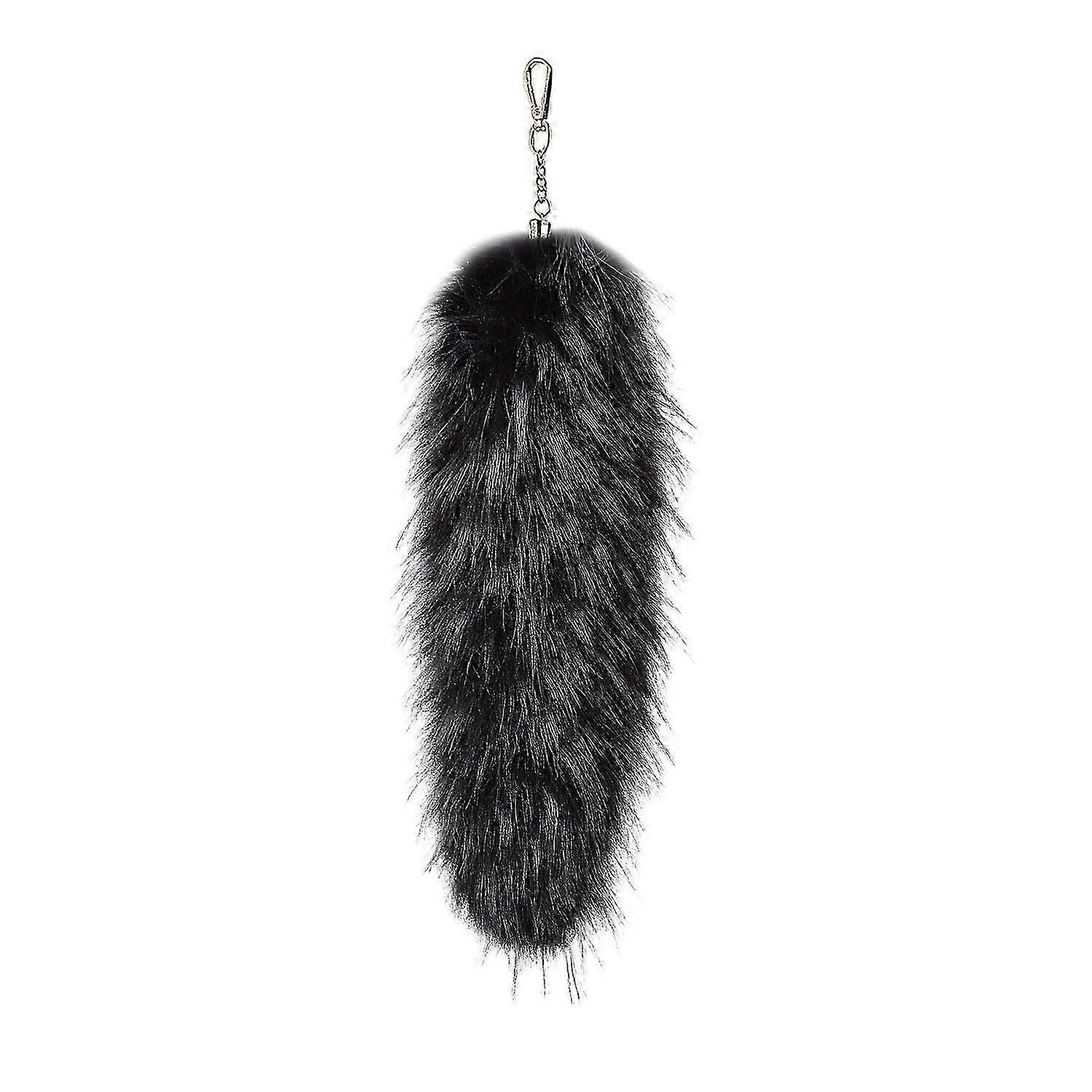 Versatile Keychain with Decorative Fox Tail Pendant Soft Imitation Fur Charm