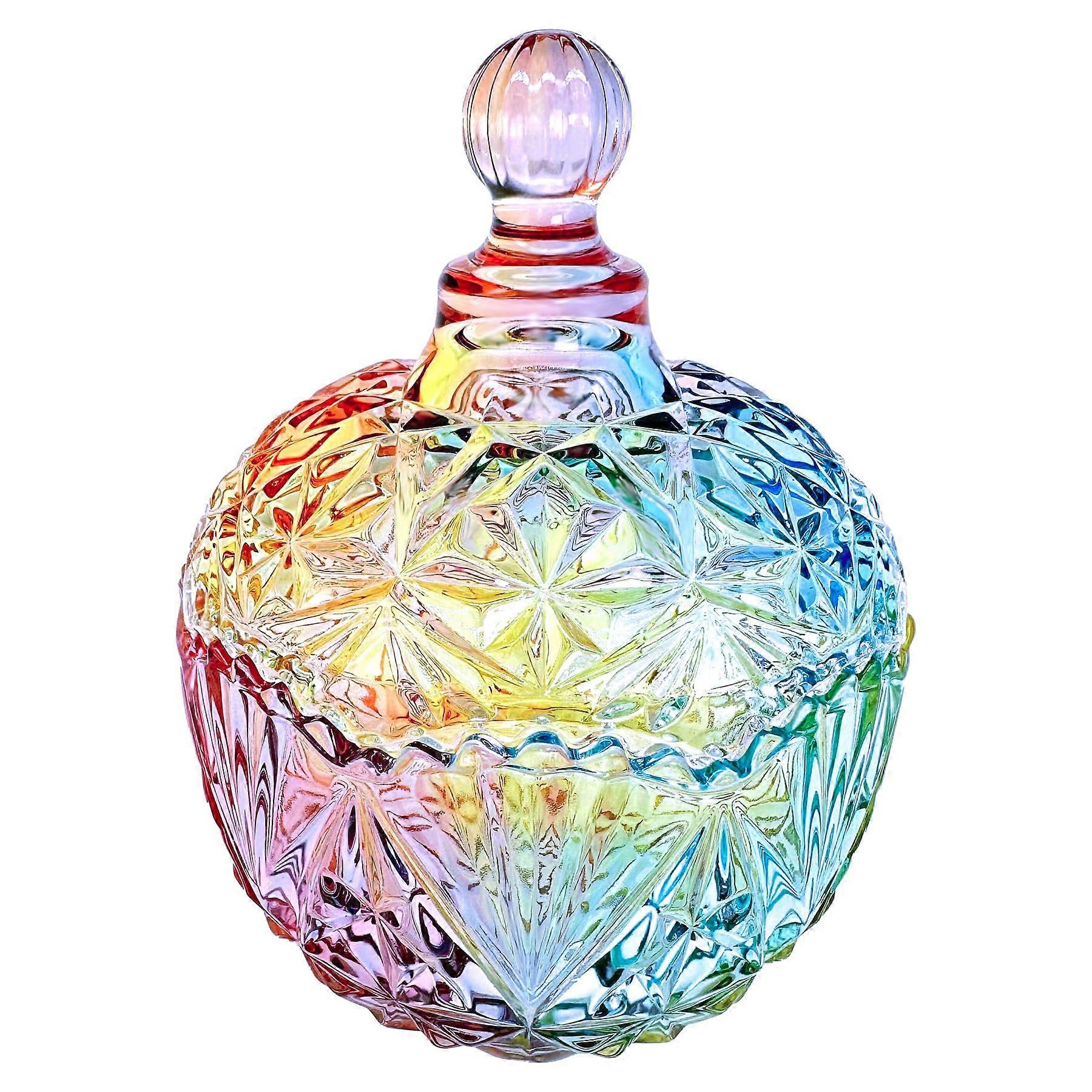 Colored glass storage jar, sugar jar with lid, cookie jewelery jar, box buffet jar biscuit containers (26oz / 750ml)