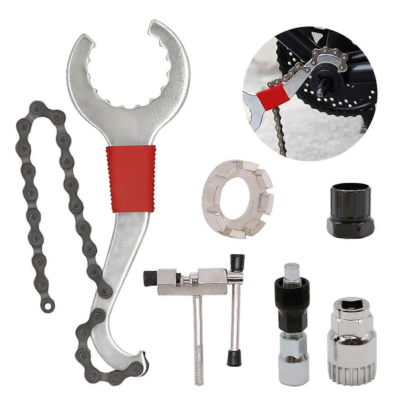 Cycling Tool Set for MTB, 3-in-1 Cassette Switch Crankset Remover, Freewheel Remover, 6 Essential Tools