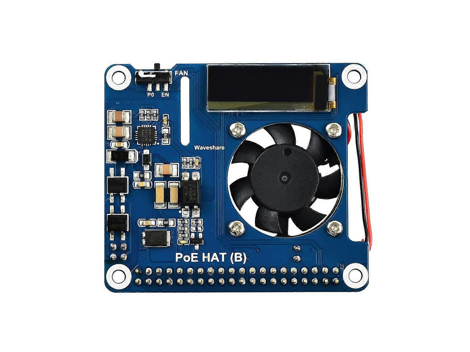 PoE HAT (B) Power Over Ethernet HAT Supports Raspberry Pi 3B+ and 4B, 802.3af PoE Network