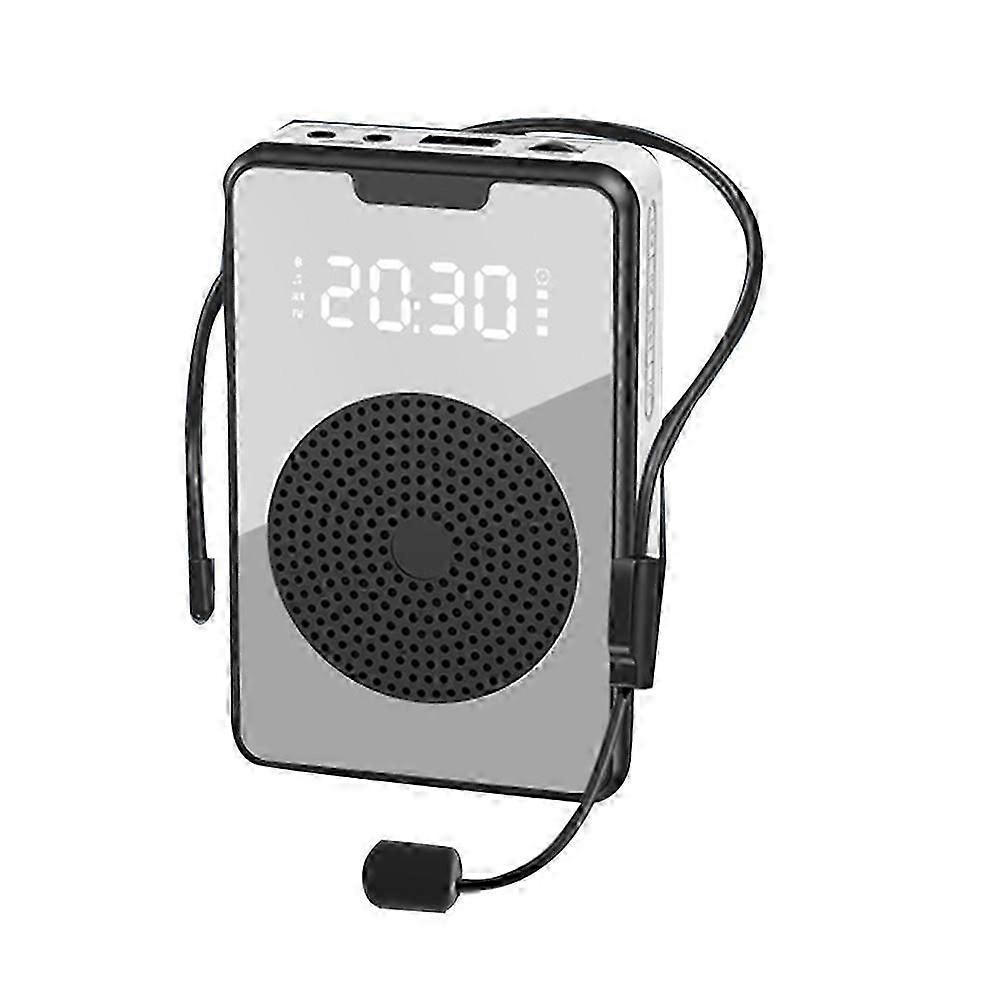 Wireless Voice Amplifier Bluetooth Microphone Speaker with Microphone Headset,For Tour Guide-Black