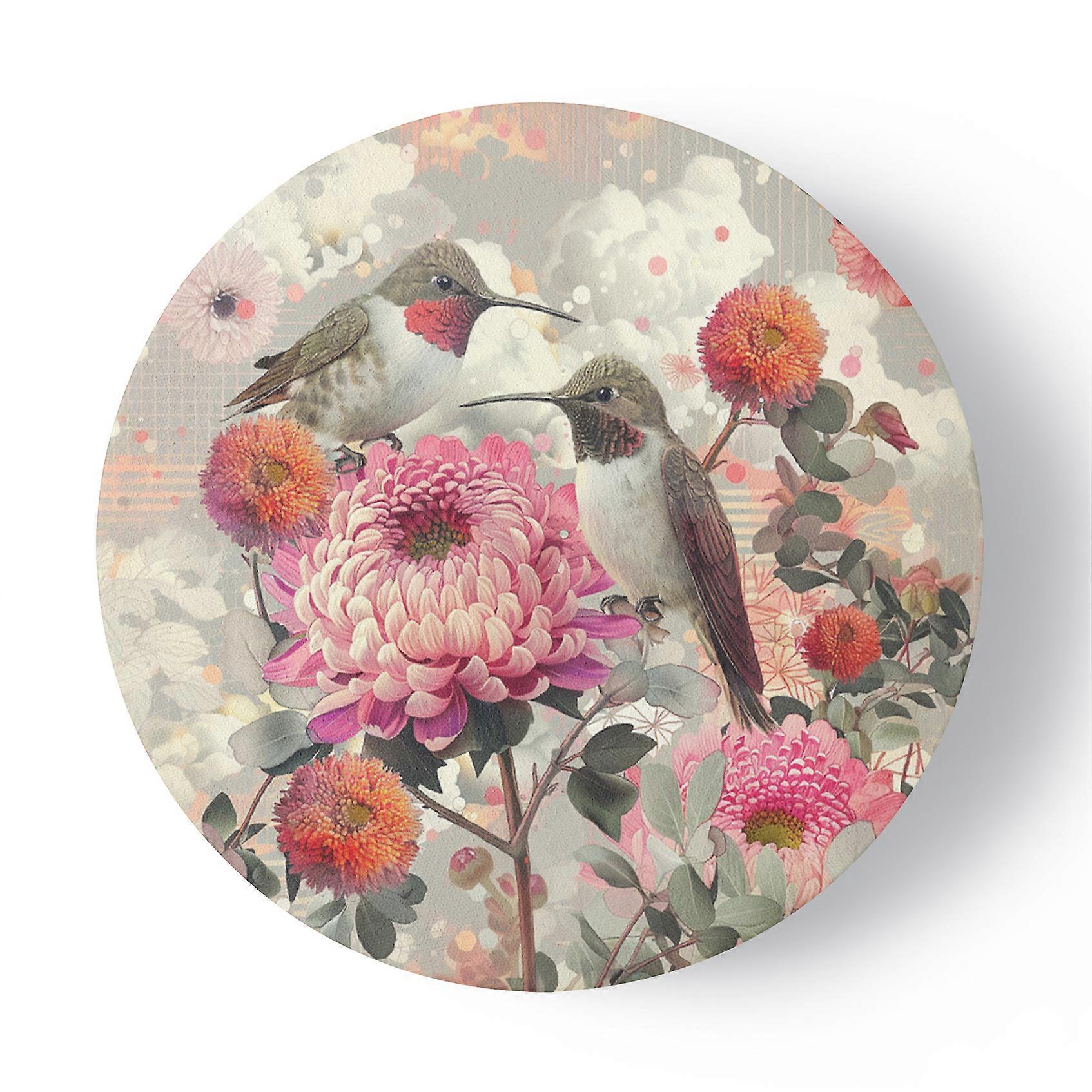 Impression sur toile, Animaux, Oiseaux, Fleurs - 40x40