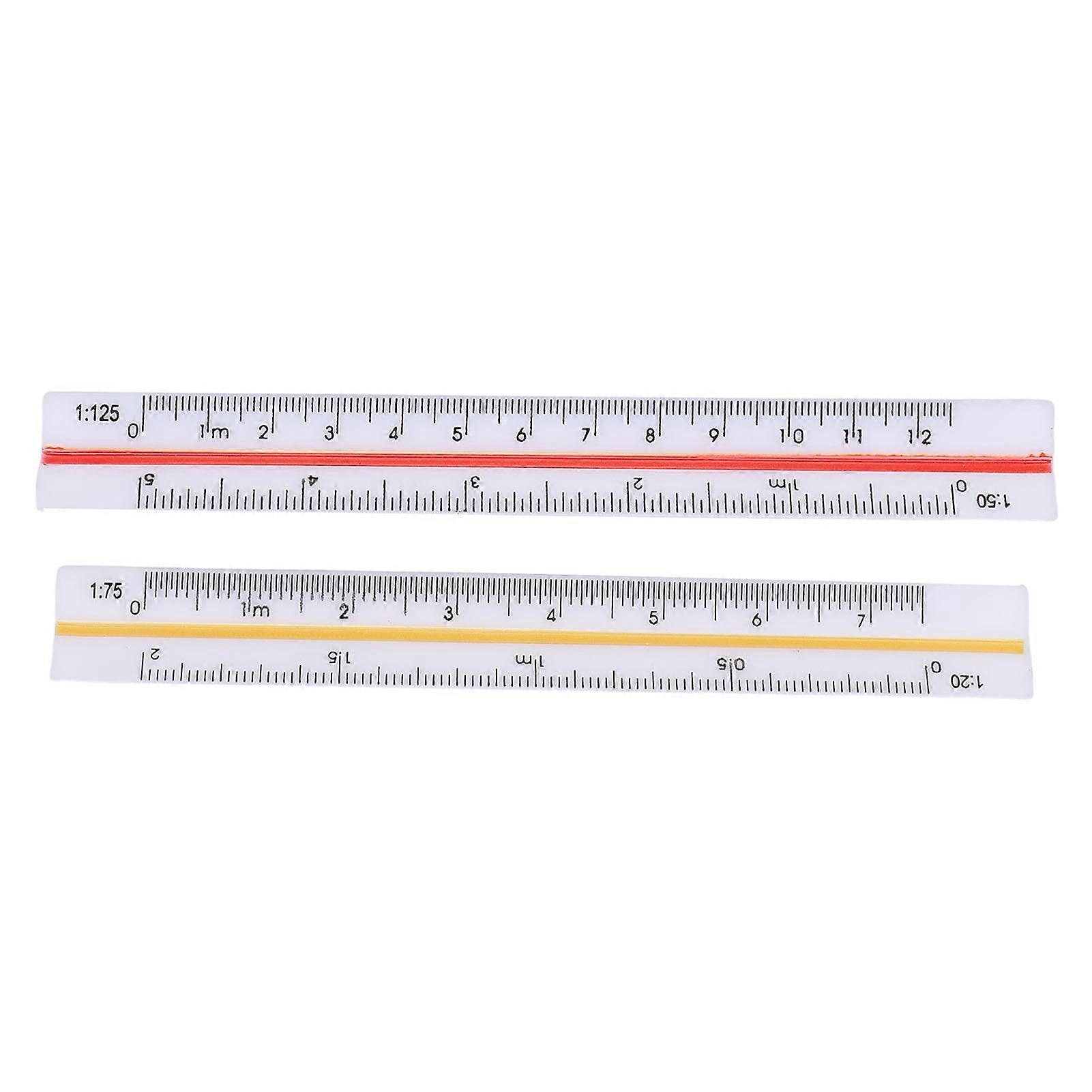 2Pcs Architectural Ruler Set Plastic Small Scale Pocket Mini for Engineer Architects Engineering Scaling 12.5cm