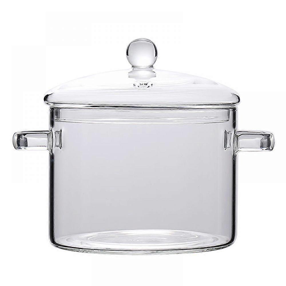 1.5L Glass Cooking Pot with Lid  Durable Borosilicate Glass Stew Pot for Soup & Pasta