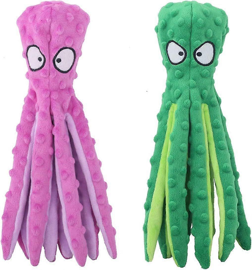 SQCLV Dog Squeaky Toys Octopus - No Stuffing Crinkle Plush Toys for Puppy Teething, Durable Interactive Chew Toys for Small, Medium and Large Dogs Tra
