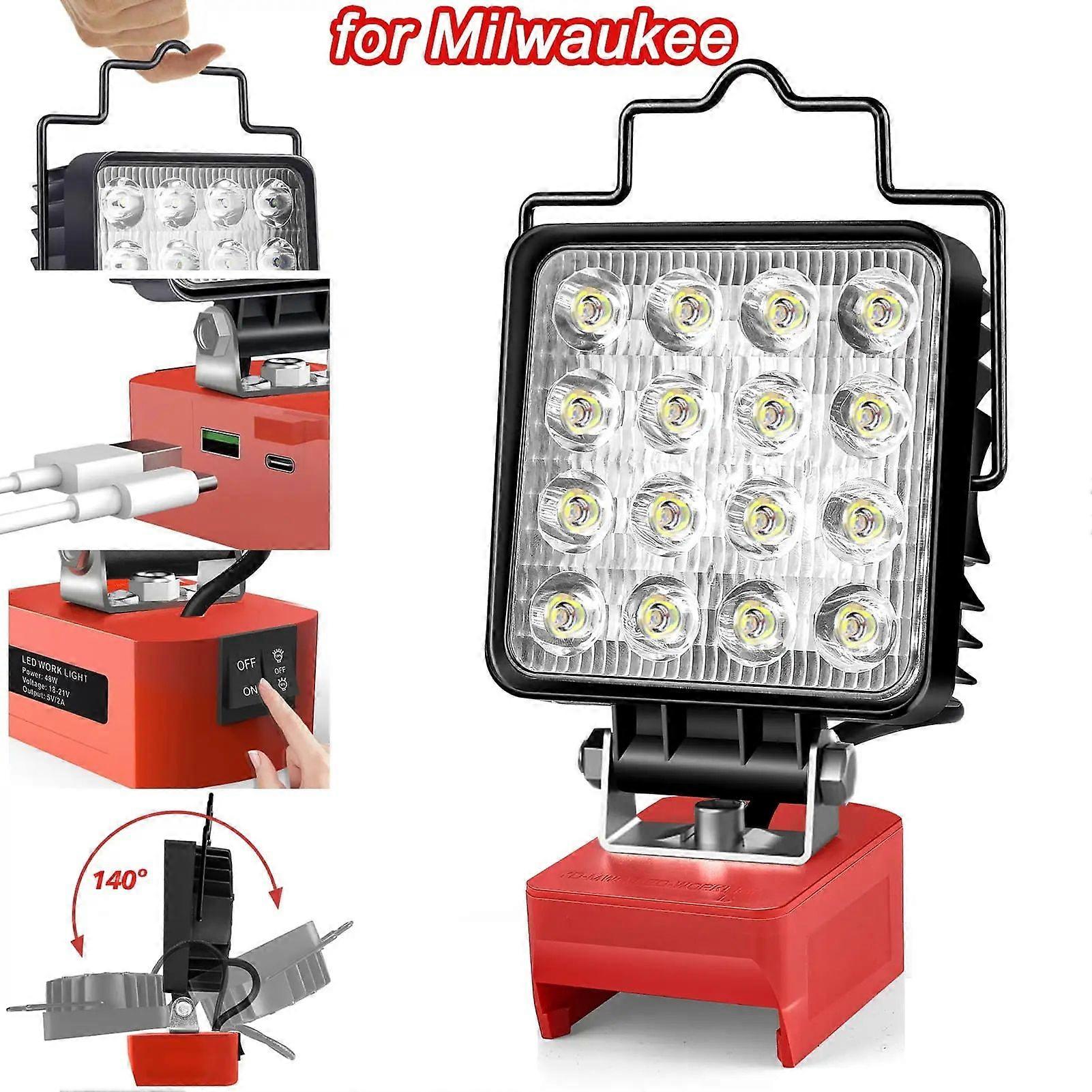 24W/48W LED φως εργασίας για Milwaukee M18 αδιάβροχο ασύρματο προβολέα με θύρα φόρτισης USB &; Type-C για κάμπινγκ εργαστηρίου