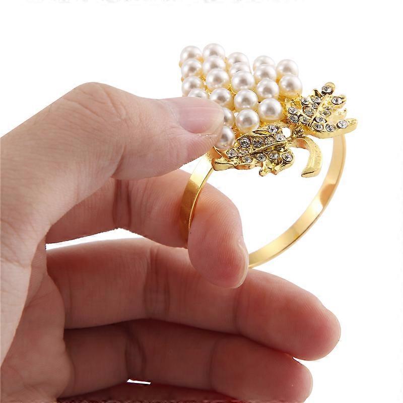 12 Pcs Pearl Gold Grape Shape Napkin Buckle Wedding Party Table Decor