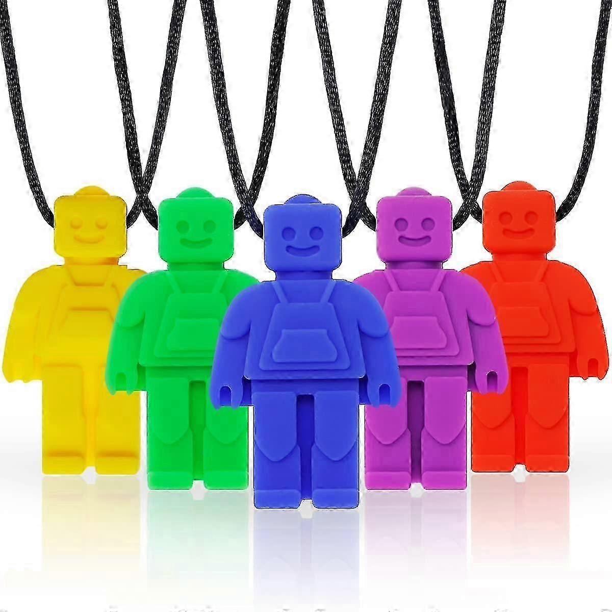 5 Pack Sensory Chew Necklace For Kids Toddlers With Autism ,biting (robot)