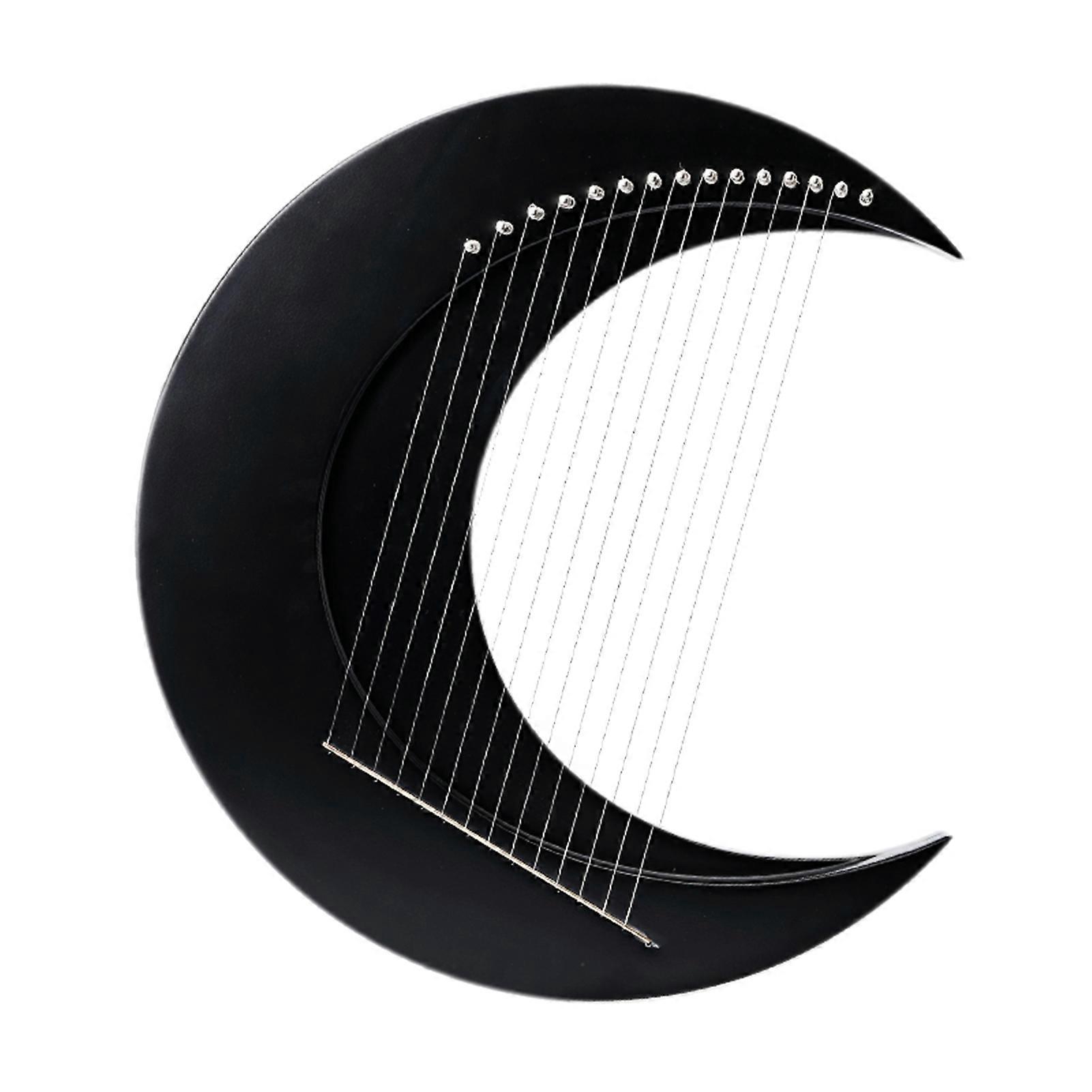 15-string Crescent Moon Type C Key Harp Portable Lyre Steel Wire Strings Mini Stringed Instrument