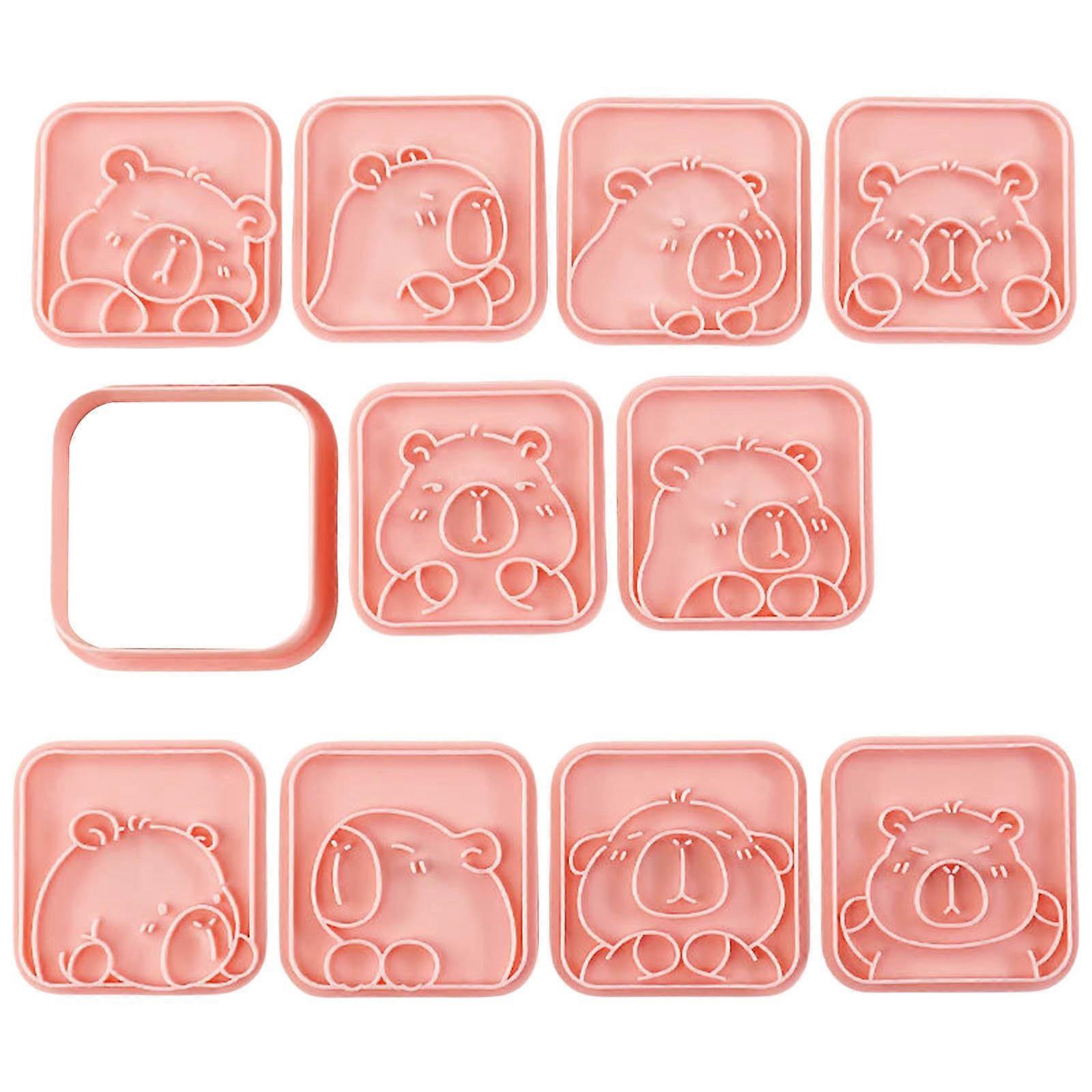 10Pieces Efficient Capybara Cookie Cutters Biscuits Stamp Set For Creative Baking And DIY Activity In Kitchen