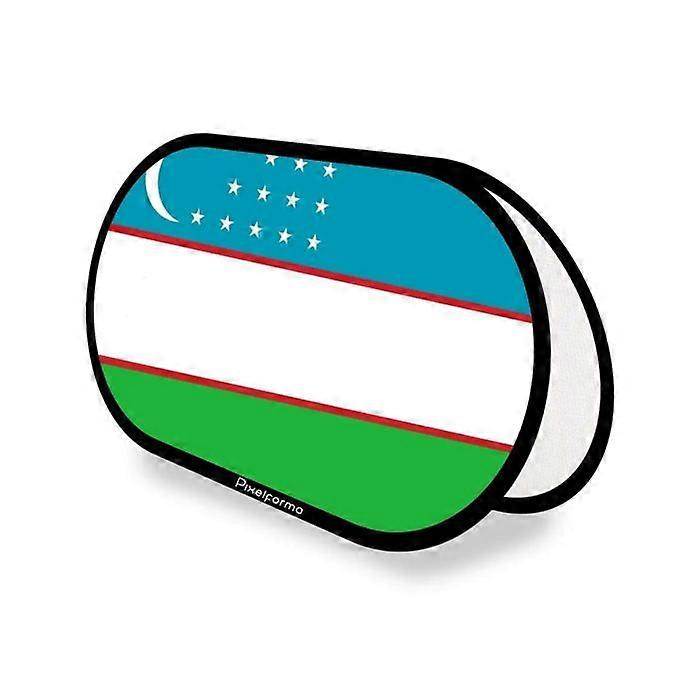 Oval Flag - Uzbekistan - 70 x 120 cm - Polyester - Double-sided Print - Foldable Retractable