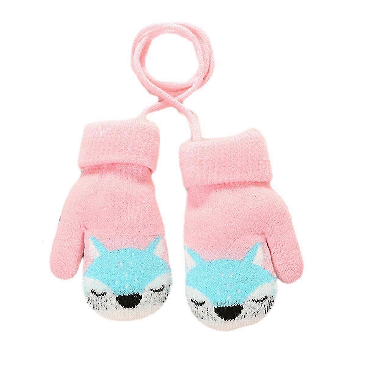 Winter Gloves Mittens on String Cute Warm with Plush
