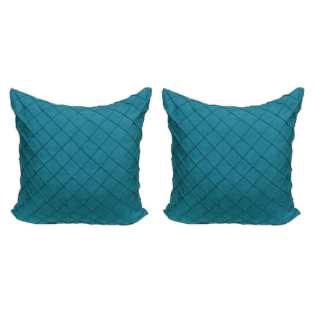 2Pcs Bright Blue Throw Pillow Covers 3D Embossment Effect Geometric Pattern