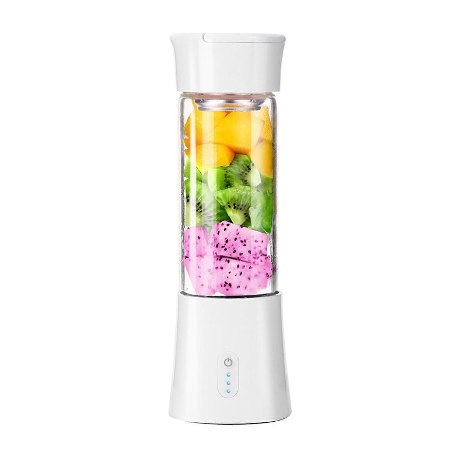 Portable Blender Mini Fruit Juicer Mixer with 6-Blades and Power Indicators Fruit Mixer for Smoothie Juice Milk Shake  White