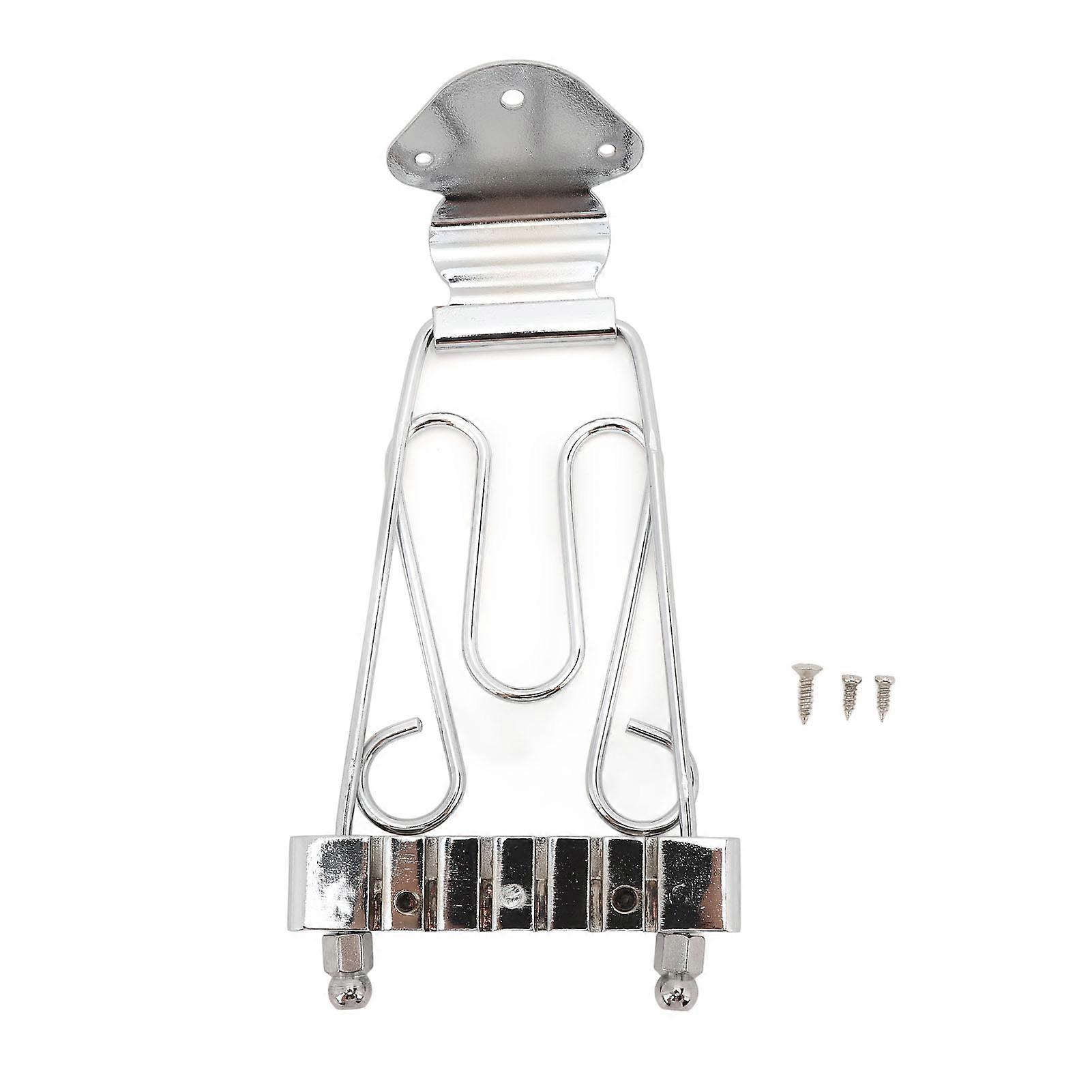 6 String Trapeze Tailpiece with Screws Height Adjustment Open Frame Bridge Tailpiece for Archtop Jazz Guitar Bass Silver