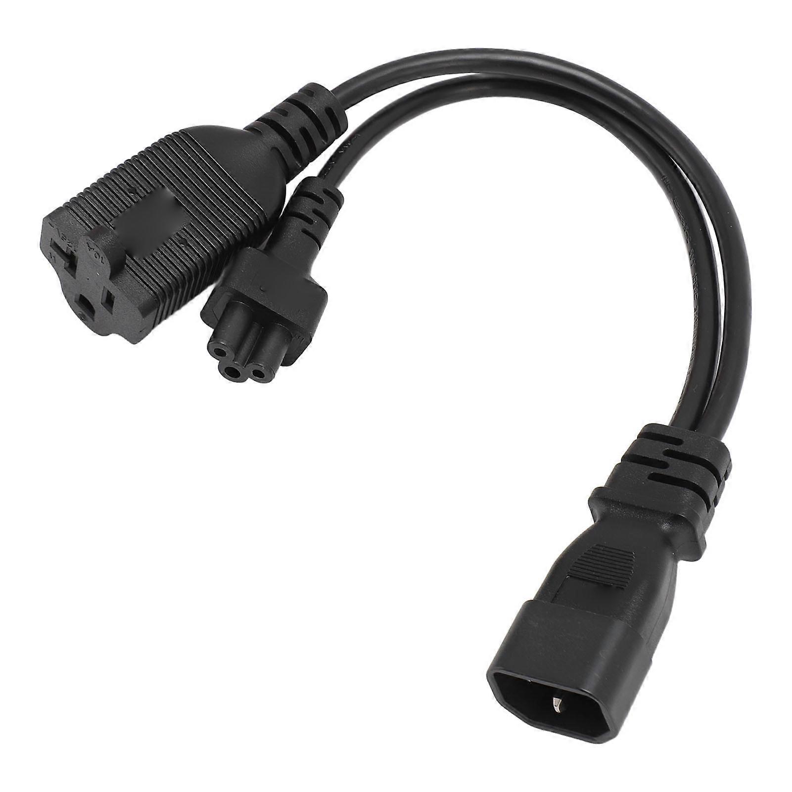 IEC320 C14 to C5 and Nema 5‑20R Power Cord IEC320 C14 Male to C5 and Nema 5‑20R Female Y Spliter Power Cord 32cm