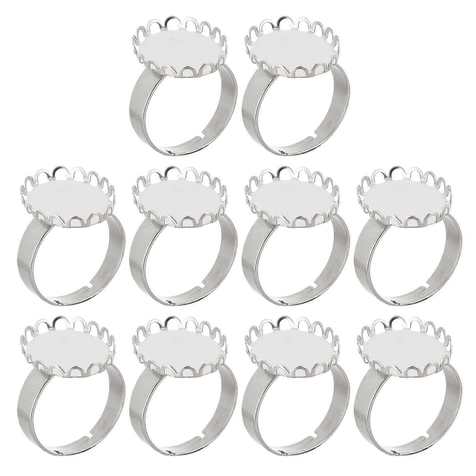 10Pcs Stainless Steel Ring Bases for DIY Metal Ring Making Accessories