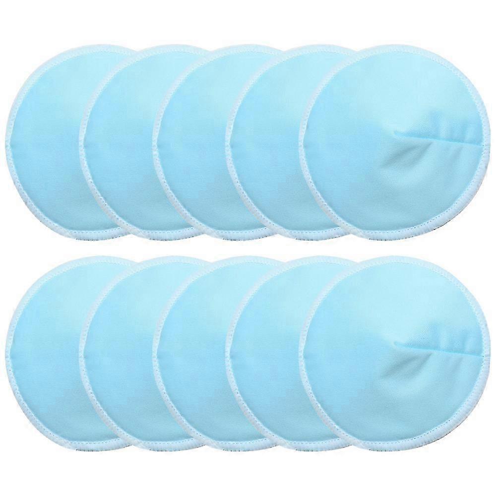 Reusable Organic Bamboo Nursing Pads, 10-Pack - Washable Breastfeeding Pads - 3-Layer Comfort - Blue