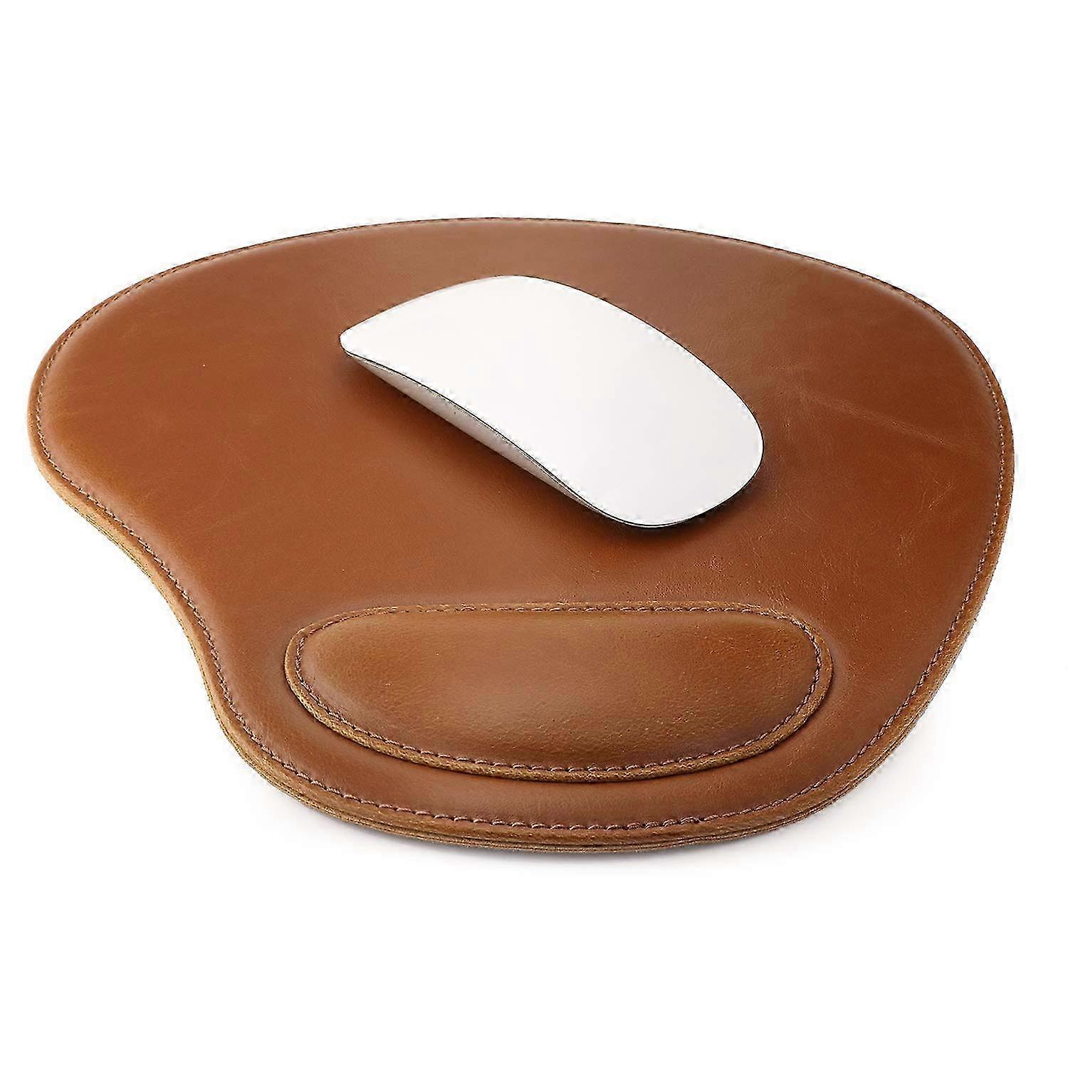 Smooth Leather Oval Mouse Pad for Precise Desk Use