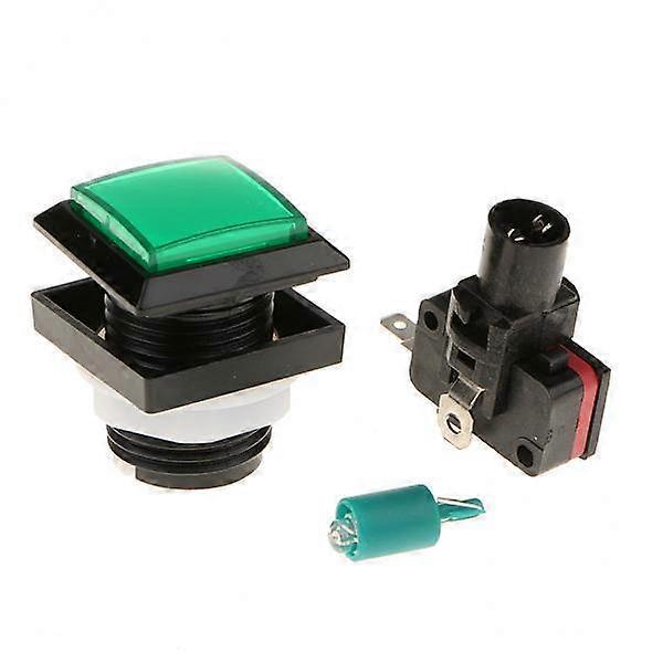 2X 33mm Square Game Machine Arcade Push Button + LED Illuminated Switch DC12V