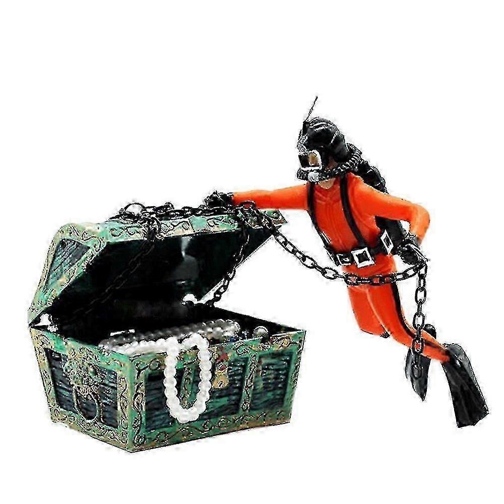 トレジャーハンターダイバーミニレジン水中水族館デコレーションオレンジ