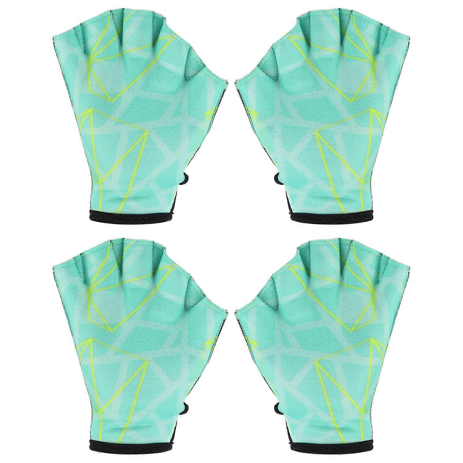 Schwimmen Wasserhandschuhe 2Paare Netzschwimmen Handschuhe Wasser Widerstand Training Zubehör M Hell Grn