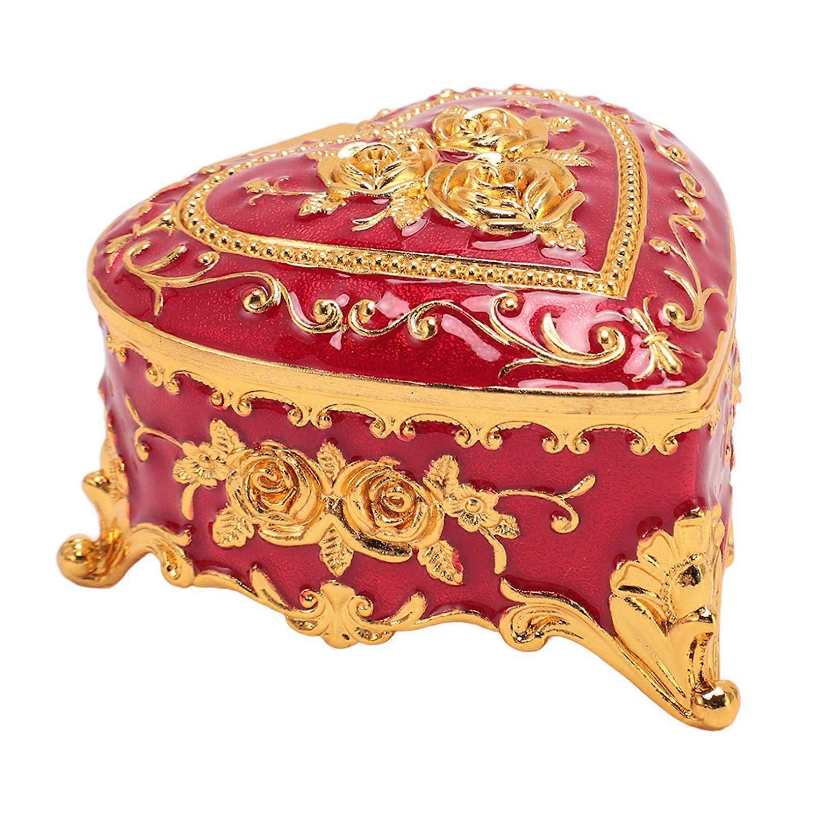 2025 أحدث نموذج صندوق مجوهرات صغير على شكل قلب عتيق صندوق زخرفي زنك