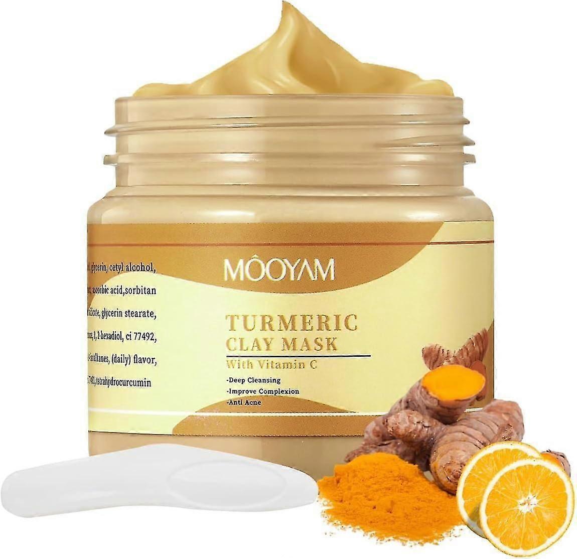Turmeric Vitamin C Clay Mask, Ultra Purifying Clay Mask with Vitamin C, Brightening, Oil Balancing, Pore Refinement Clay Mask