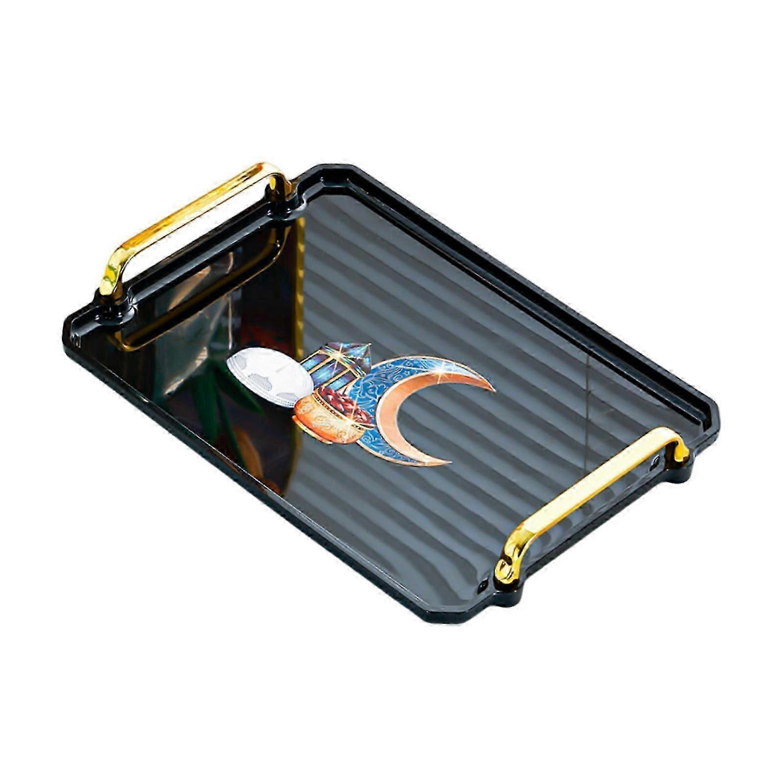 Modern Rectangle Serving Tray Suitable for Home Countertop and Restaurant Use in Black, Small Size
