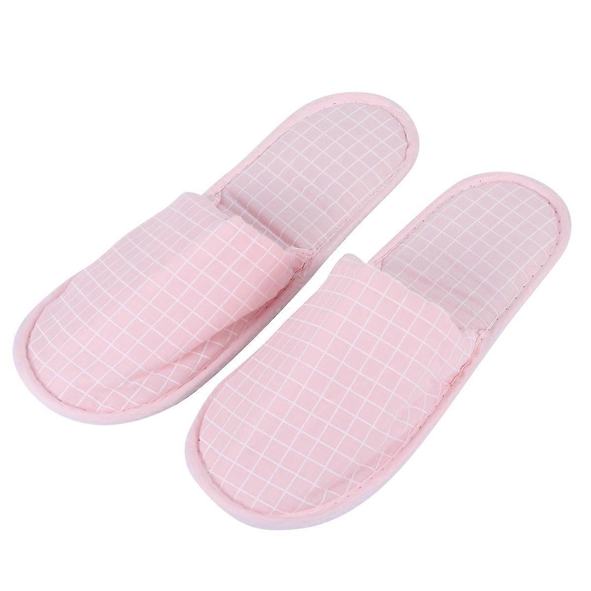 Travel Slippers Foldable Pink For Guest Use Hotel Stay Skidproof One-time Use 1Pair