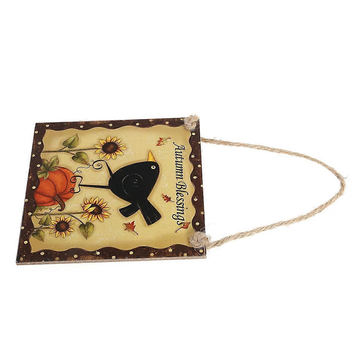 عيد الشكر ديكور مربع لوحة خشبية معلقة الزخرفية شماعات الحائط متعددة 6 * 6 * 0.2 بوصة مهرجان الجو محسن 1 حزمة