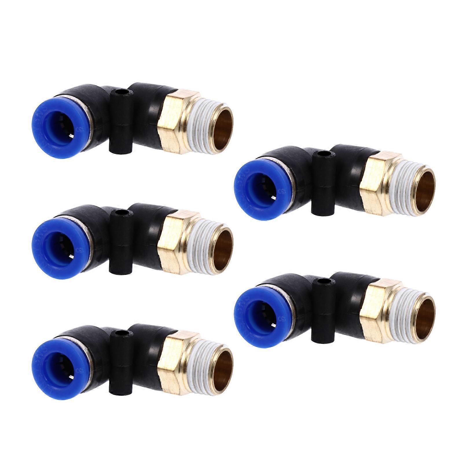 Tube Fittings Male Connectors Push to Connect Tube Fittings Elbow Shape Pneumatic 90-Degree Elbow Connection 5Pcs