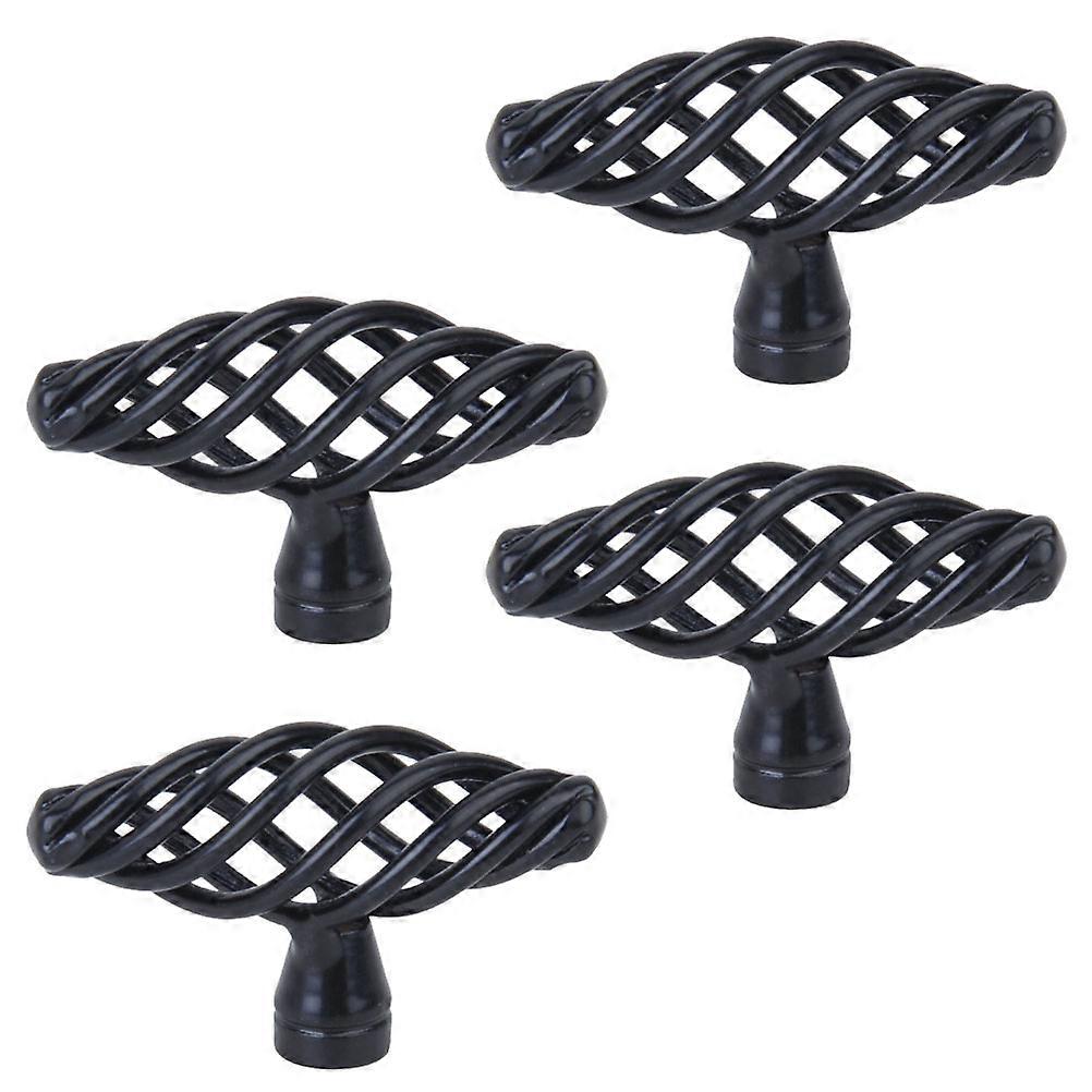 Unique Door Knobs Alloy Material Cabinet Door Handle Kitchen Drawer Knobs 4Pcs Black