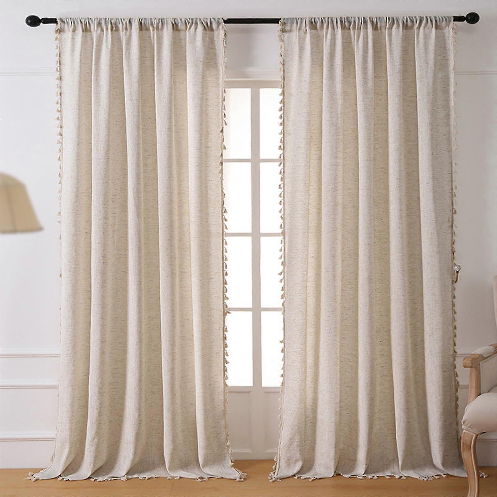 SemiFree Curtain, Country House Style, SemiTransparent Voile Curta, Set of 2 (140x240cm)