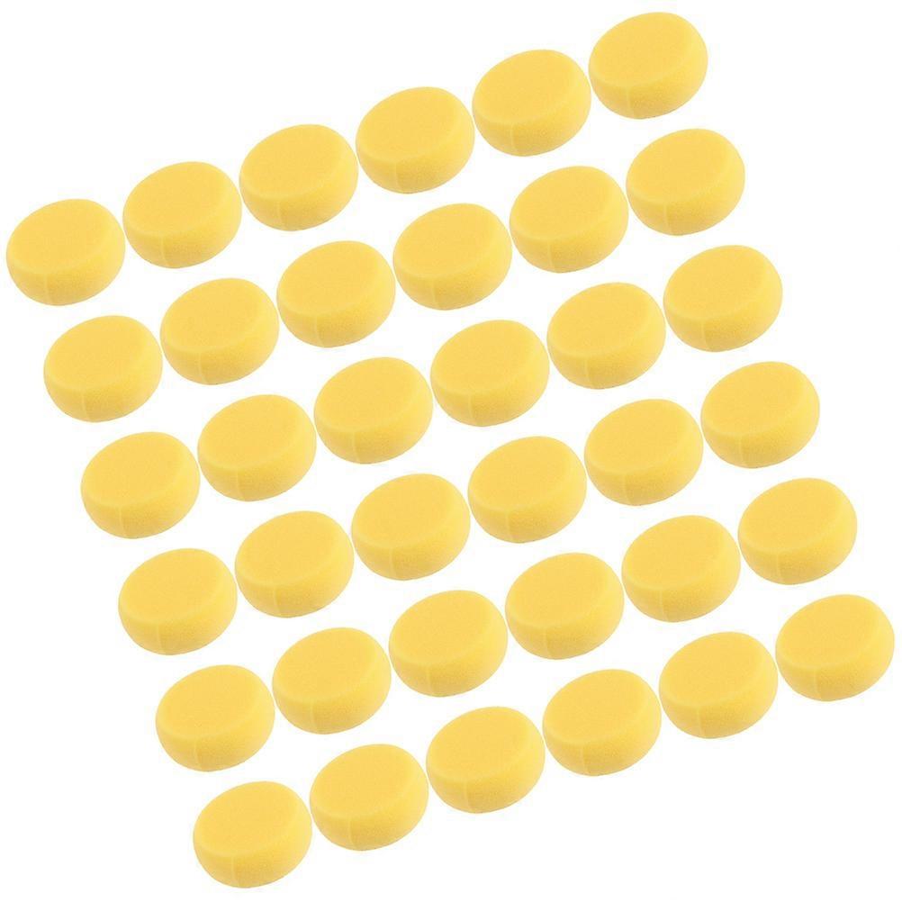 Facial Cleansing Pads Round Cosmetics Sponges Face Cleansing Tool Makeup 3x6.5cm Soft Yellow 36Pcs