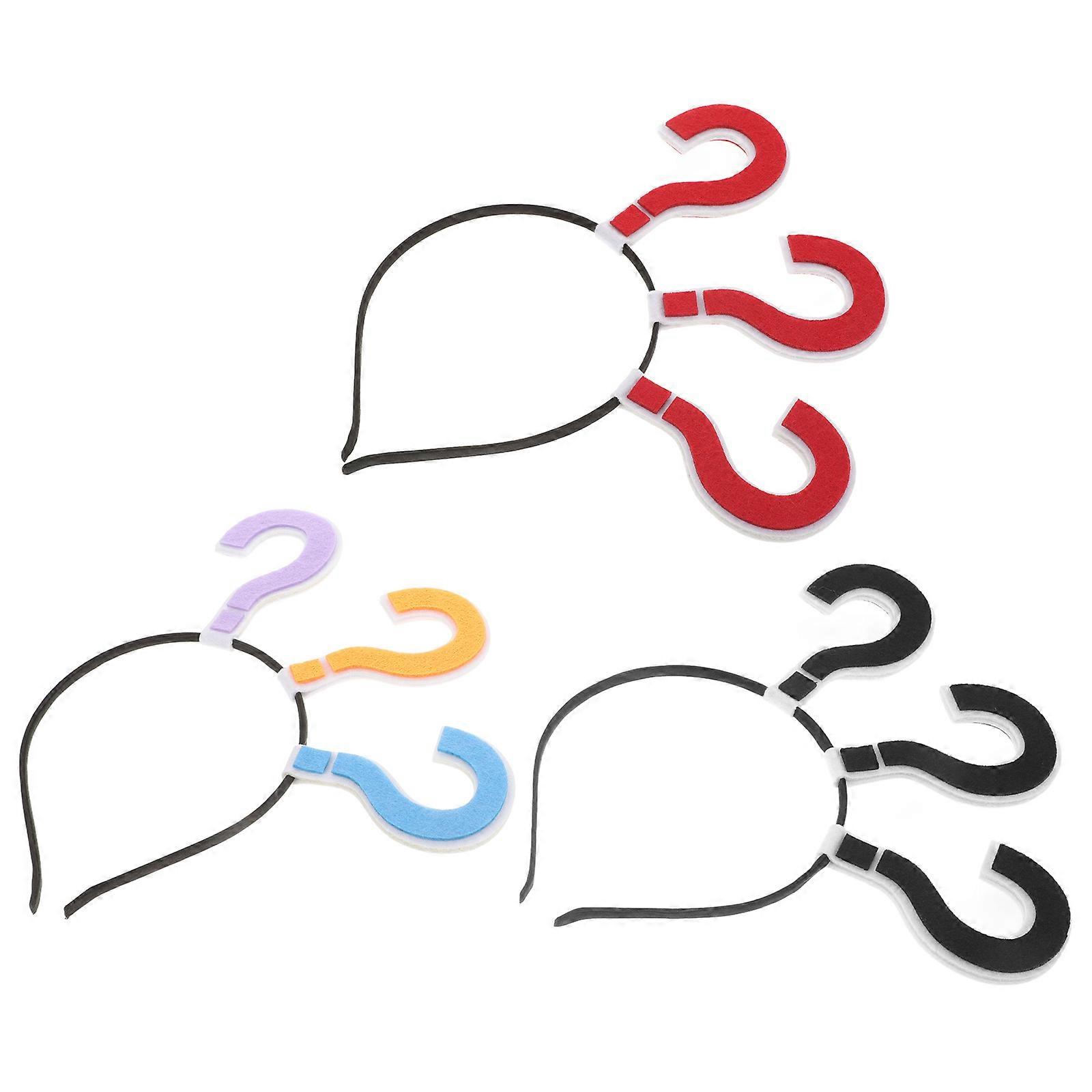 Plastic Question Mark Headband 3Pcs Assorted Color for Party with Instant Humor and Comfort Fit