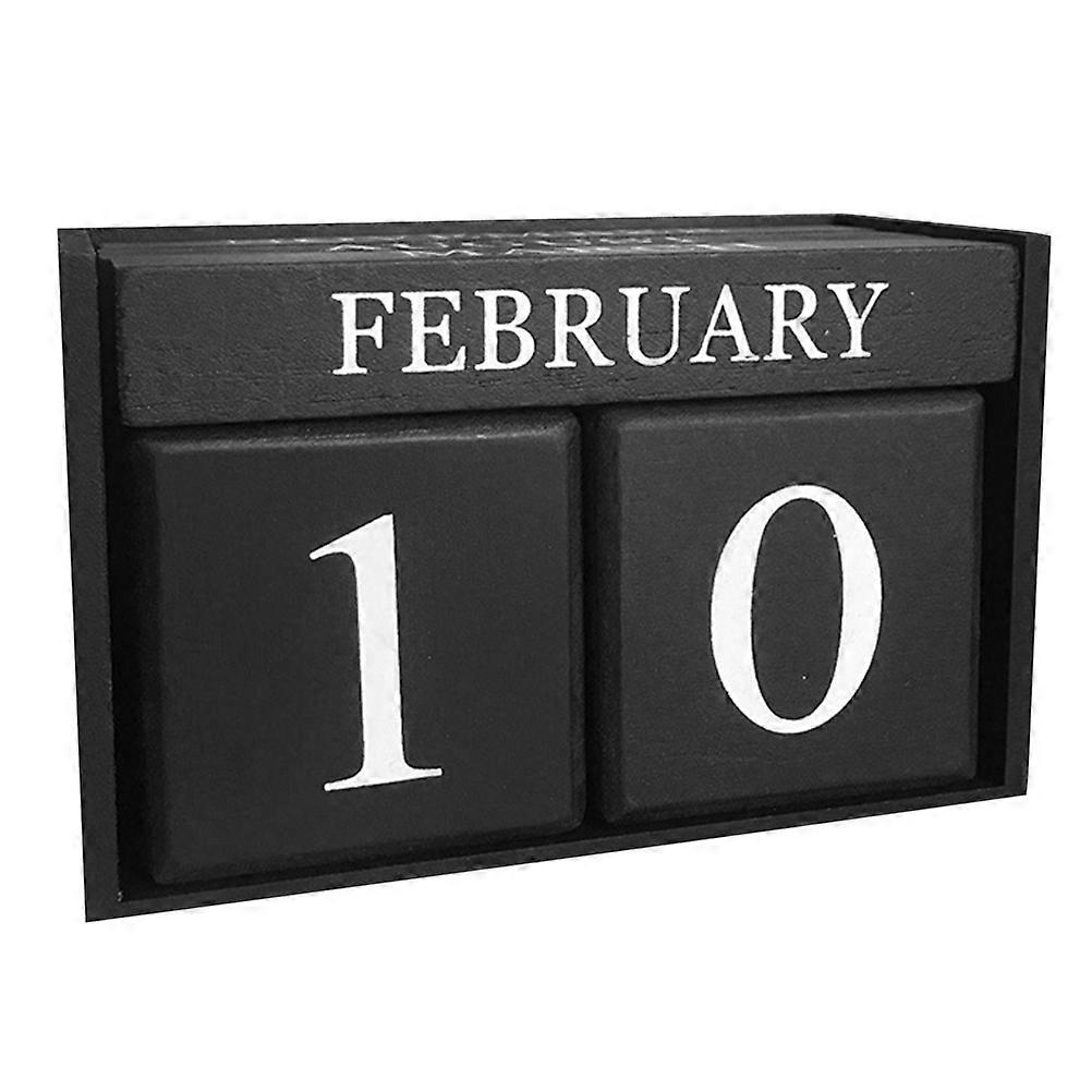 Retro Home Decor Creative Wood Block Desk Calendar For Home And Office Use 15.50X7.50X10.00CM Perpetual Use 1Pack