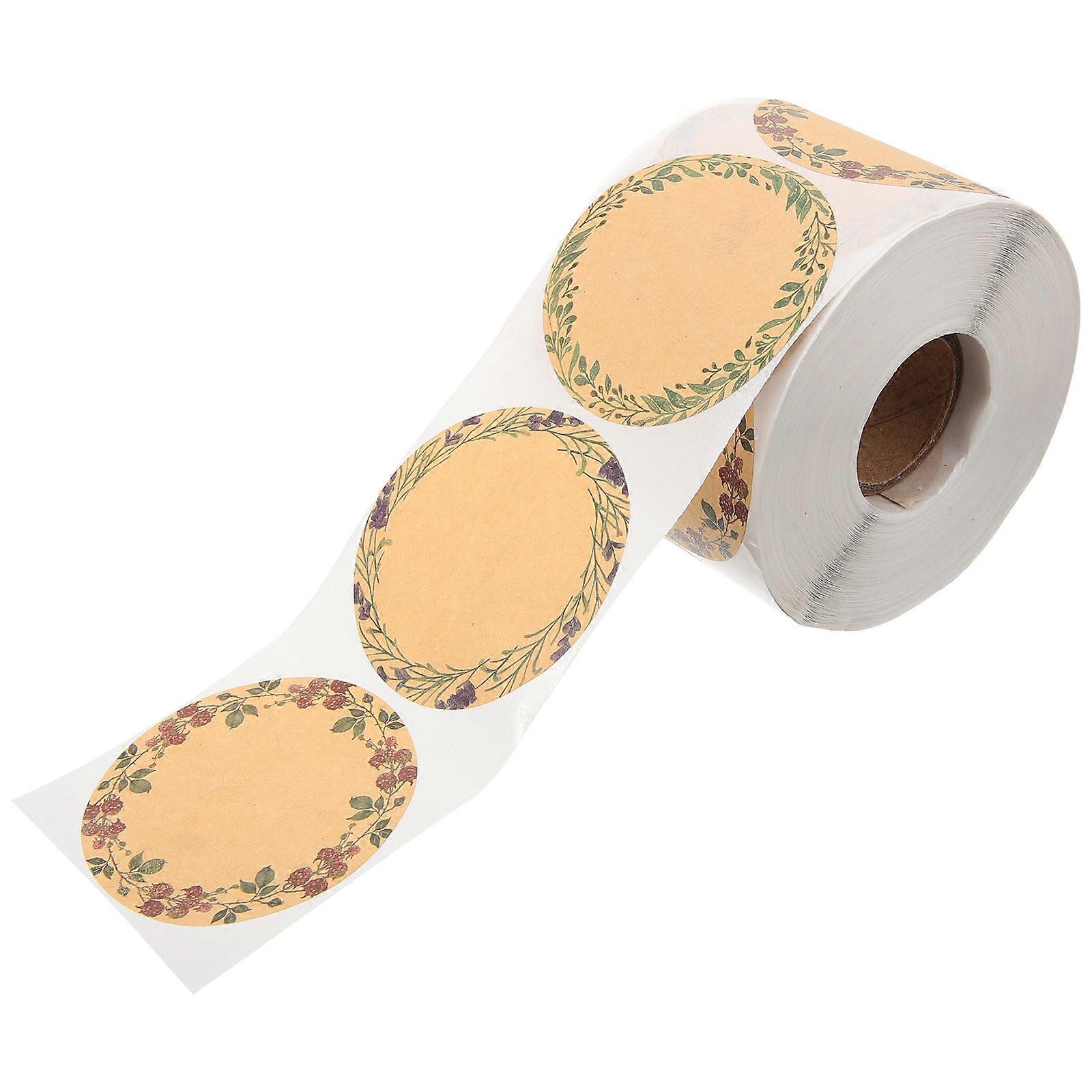 Decorative Labels for Jars Wreath Pattern Self Adhesive Labels for Envelopes Dessert Wrapping Decorative 5.00X5.00X0.10CM 600Pcs
