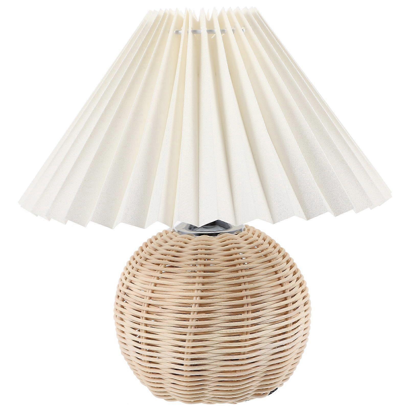 Table Lamp with Pleated Lampshade Small Night Light Bedside Desk Light Bedroom Table Light