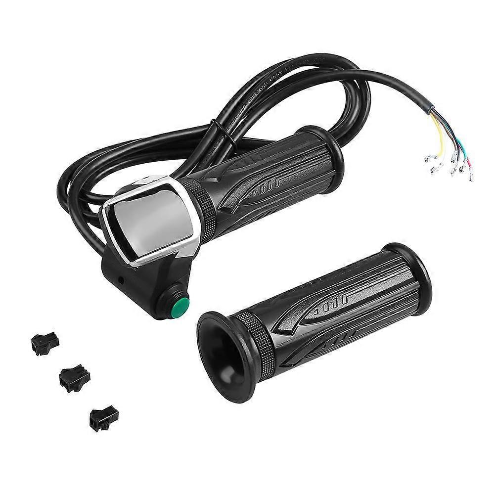 Electric Bicycle Throttle Grip Set, Waterproof Twist Accelerator Grips with LCD Display for E-Scooter, 48V Compatibility