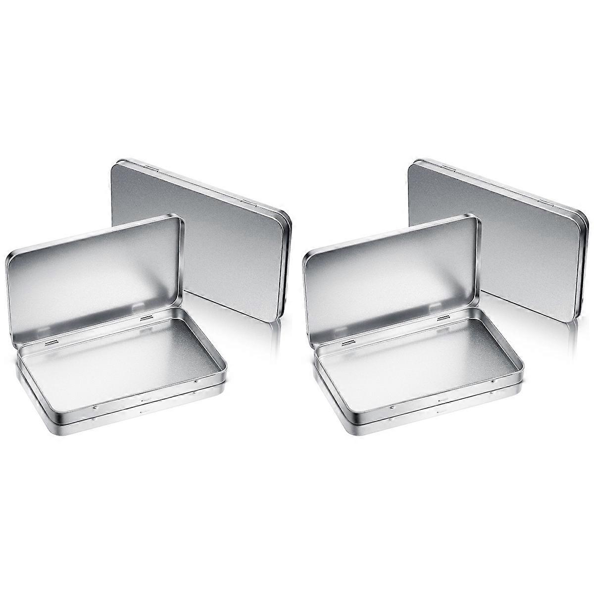 Rectangular Metal Tin Box with Lid Metal Hinged Lid,2PCS