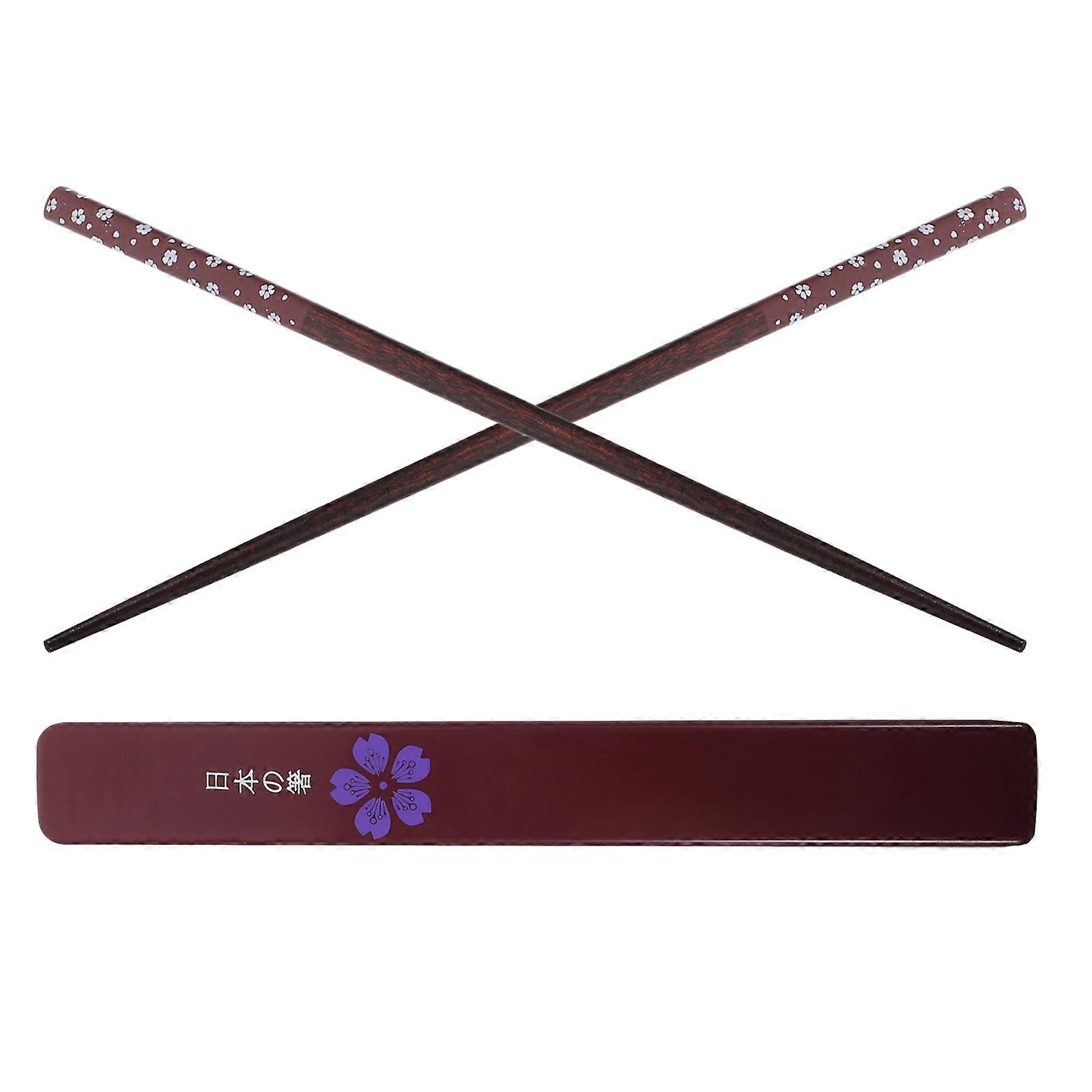 Traditional Japanese Chopsticks Classic Style Reusable Chopsticks with Storage Box for Picnic 1Set
